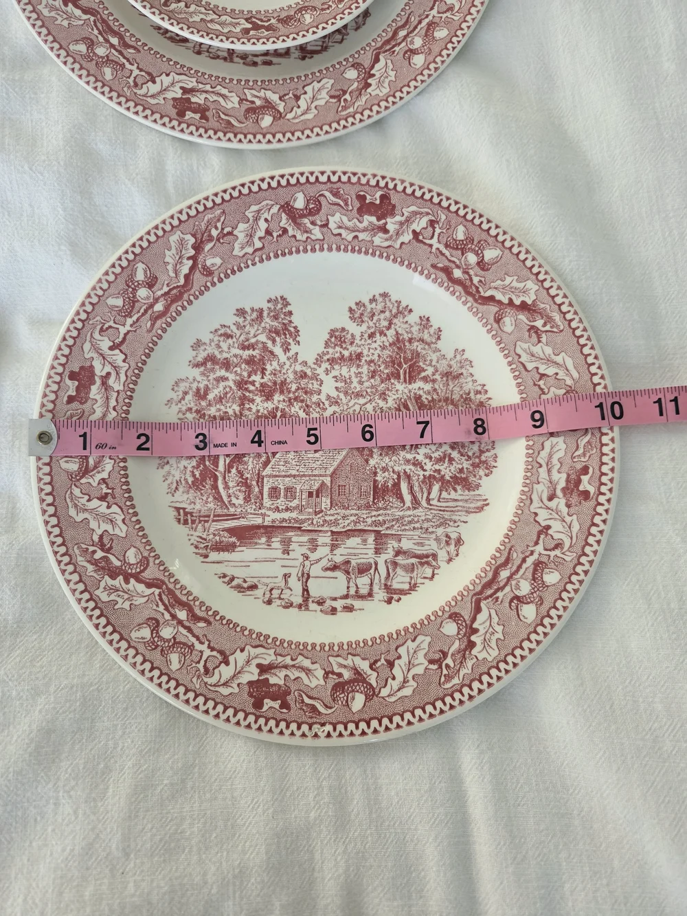 8 Vintage Memory Lane, Made In USA, Pink and White Dishes